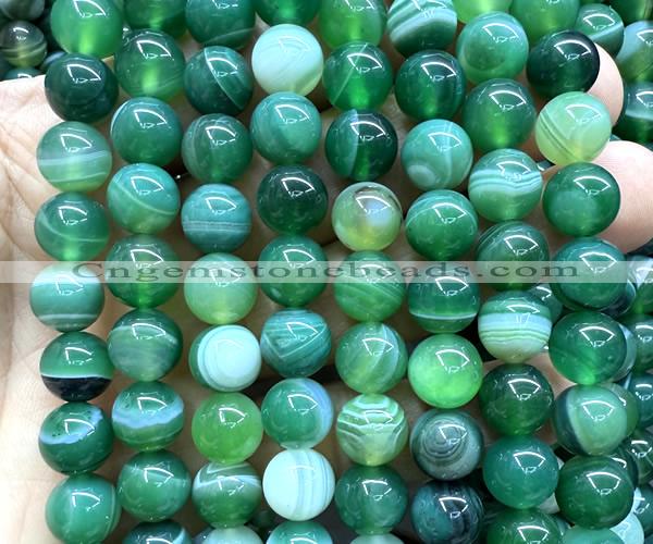 CAA6393 15 inches 10mm round green banded agate beads wholesale