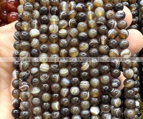 CAA6395 15 inches 4mm round coffee banded agate beads wholesale