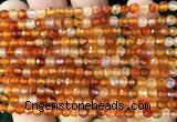 CAA6438 15 inches 4mm faceted round red agate beads wholesale