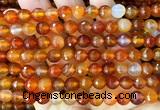 CAA6440 15 inches 8mm faceted round red agate beads wholesale