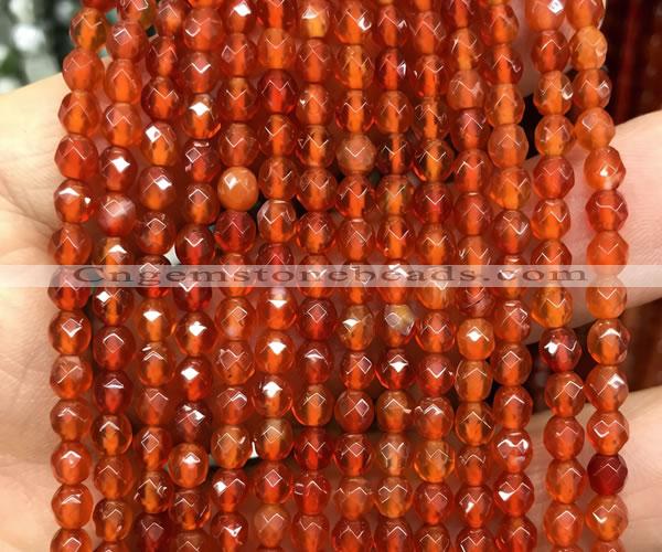CAA6445 15 inches 4mm faceted round red agate gemstone beads