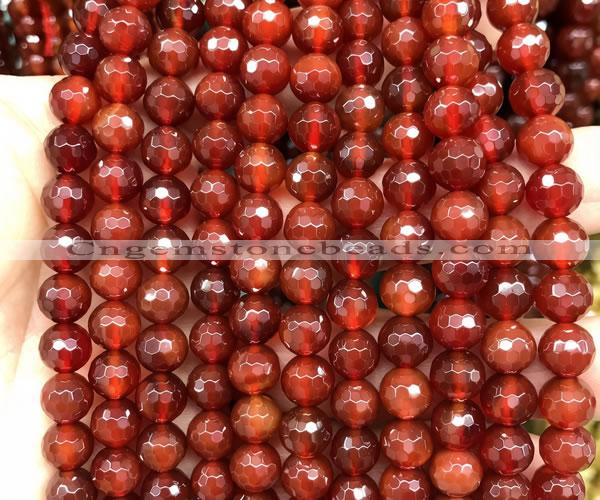 CAA6447 15 inches 8mm faceted round red agate gemstone beads