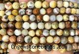 CAA6454 15 inches 8mm faceted round yellow crazy lace agate beads