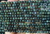 CAA6459 15 inches 4mm faceted round moss agate beads wholesale