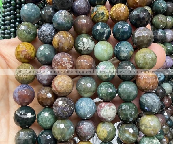 CAA6470 15 inches 12mm faceted round Indian agate beads wholesale