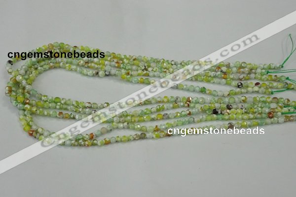 CAA707 15.5 inches 4mm faceted round fire crackle agate beads