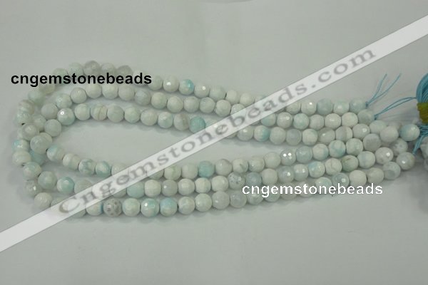 CAA710 15.5 inches 8mm faceted round fire crackle agate beads