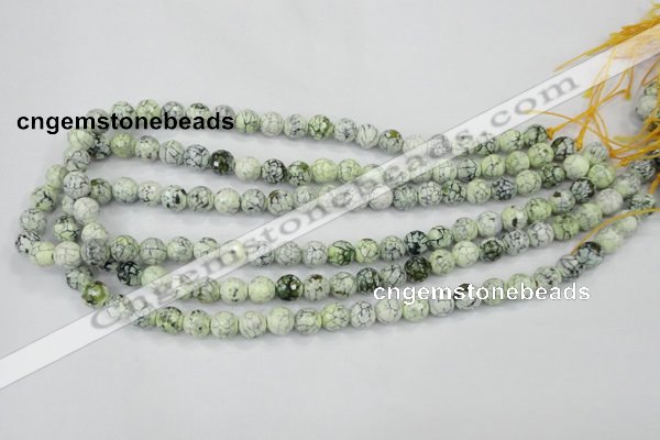 CAA712 15.5 inches 8mm faceted round fire crackle agate beads