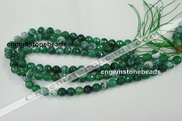 CAA713 15.5 inches 10mm faceted round fire crackle agate beads