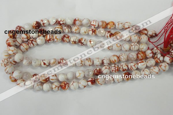 CAA714 15.5 inches 10mm faceted round fire crackle agate beads