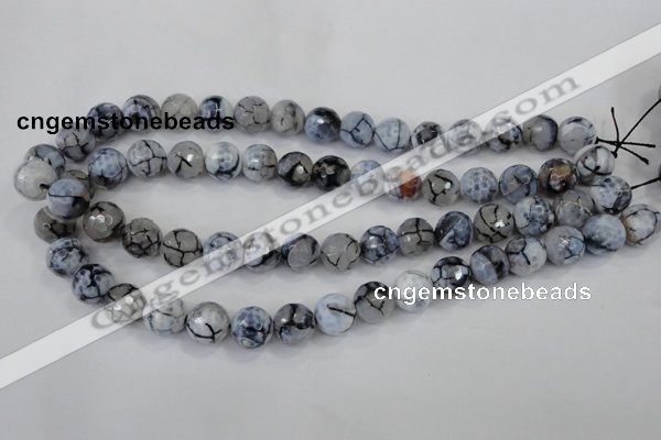 CAA717 15.5 inches 12mm faceted round fire crackle agate beads