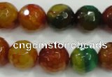 CAA718 15.5 inches 12mm faceted round fire crackle agate beads