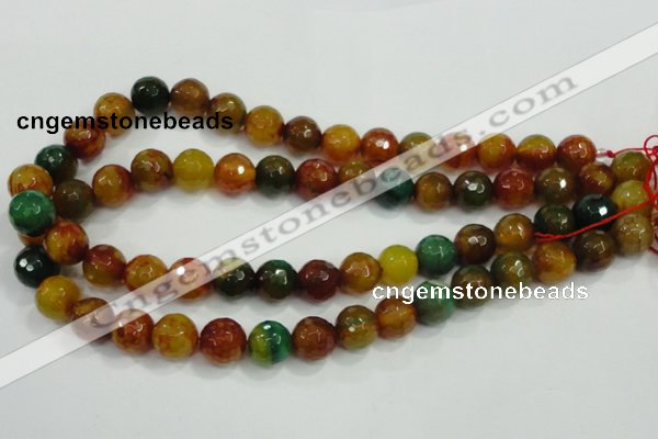 CAA718 15.5 inches 12mm faceted round fire crackle agate beads