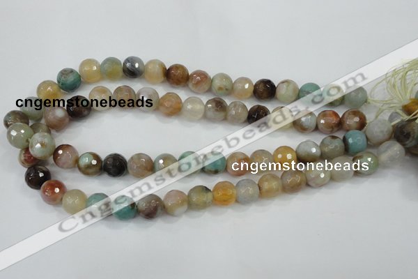 CAA719 15.5 inches 12mm faceted round fire crackle agate beads