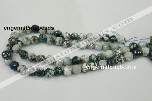 CAA720 15.5 inches 12mm faceted round fire crackle agate beads