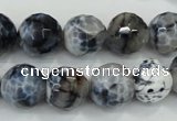 CAA721 15.5 inches 14mm faceted round fire crackle agate beads