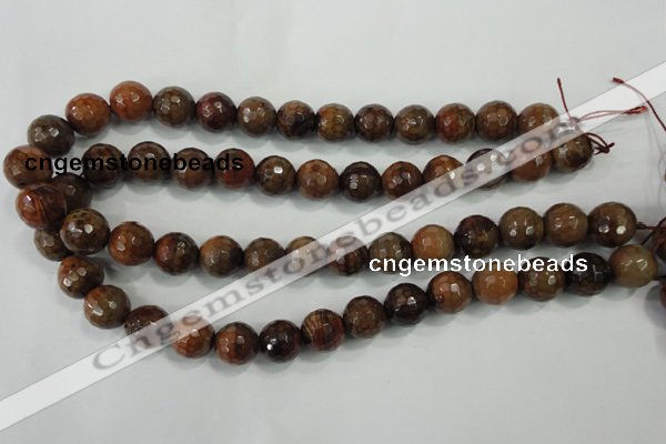 CAA722 15.5 inches 14mm faceted round fire crackle agate beads