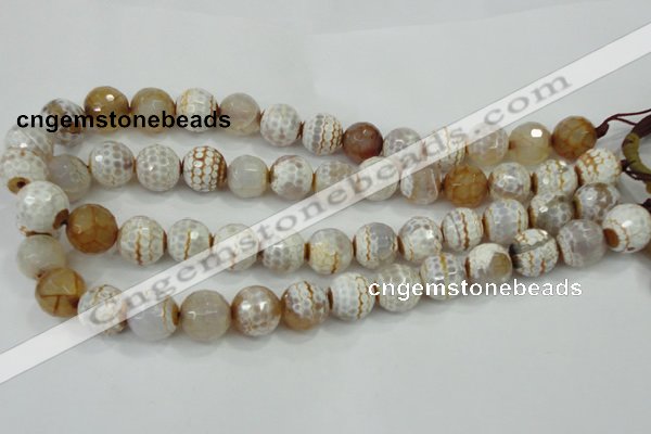 CAA724 15.5 inches 14mm faceted round fire crackle agate beads