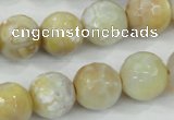 CAA726 15.5 inches 14mm faceted round fire crackle agate beads