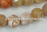 CAA727 15.5 inches 14mm faceted round fire crackle agate beads