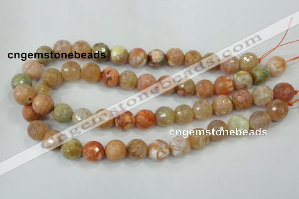 CAA727 15.5 inches 14mm faceted round fire crackle agate beads