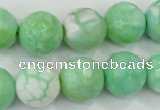 CAA728 15.5 inches 14mm faceted round fire crackle agate beads