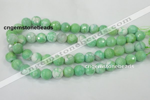 CAA728 15.5 inches 14mm faceted round fire crackle agate beads