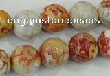 CAA729 15.5 inches 14mm faceted round fire crackle agate beads