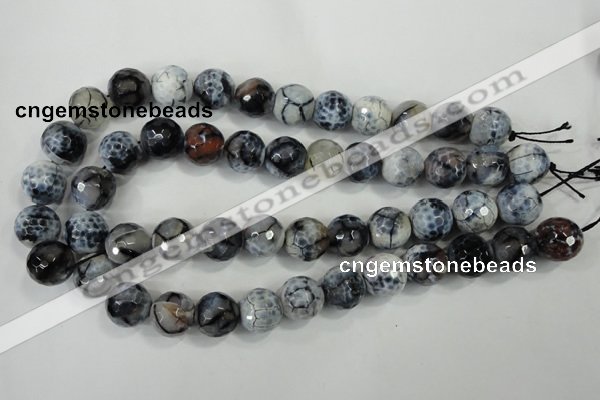 CAA730 15.5 inches 16mm faceted round fire crackle agate beads