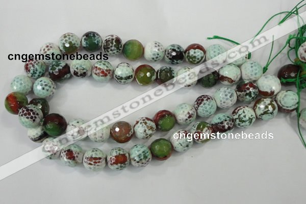 CAA731 15.5 inches 16mm faceted round fire crackle agate beads