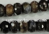 CAA732 10*14mm faceted rondelle fire crackle agate beads