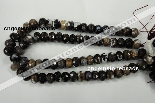 CAA732 10*14mm faceted rondelle fire crackle agate beads