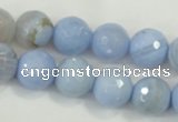 CAA739 15.5 inches 14mm faceted round blue lace agate beads wholesale