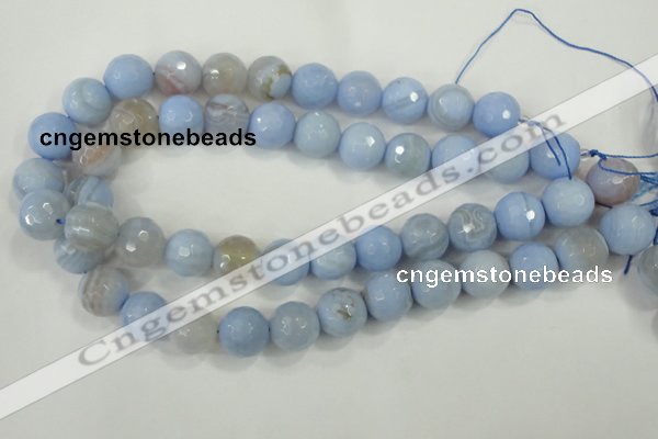 CAA739 15.5 inches 14mm faceted round blue lace agate beads wholesale