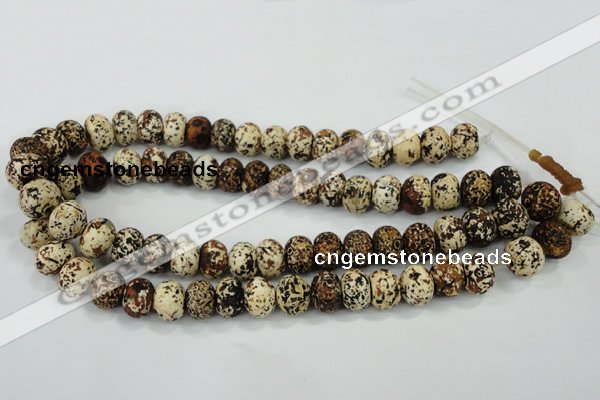 CAA755 15.5 inches 10*14mm rondelle wooden agate beads wholesale