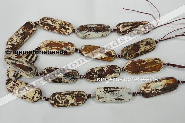 CAA756 15.5 inches 16*40mm rectangle wooden agate beads wholesale