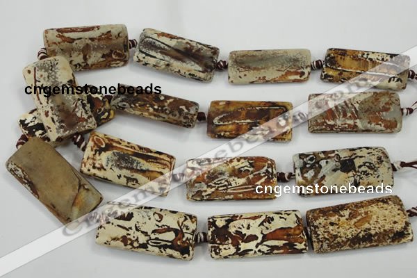 CAA757 15.5 inches 21*41mm rectangle wooden agate beads wholesale