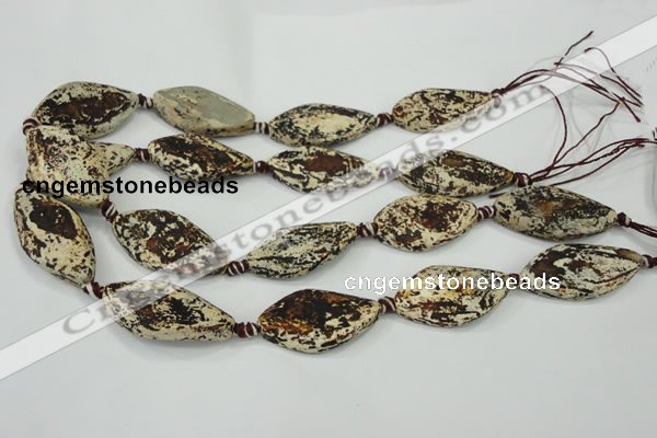 CAA758 15.5 inches 20*40mm twisted marquise wooden agate beads