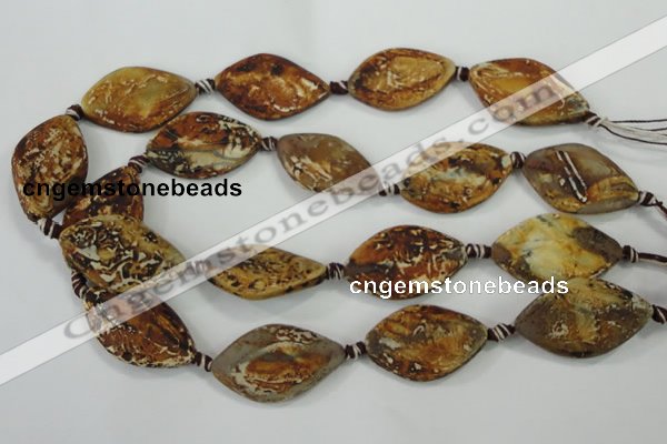 CAA759 15.5 inches 22*33mm twisted marquise wooden agate beads