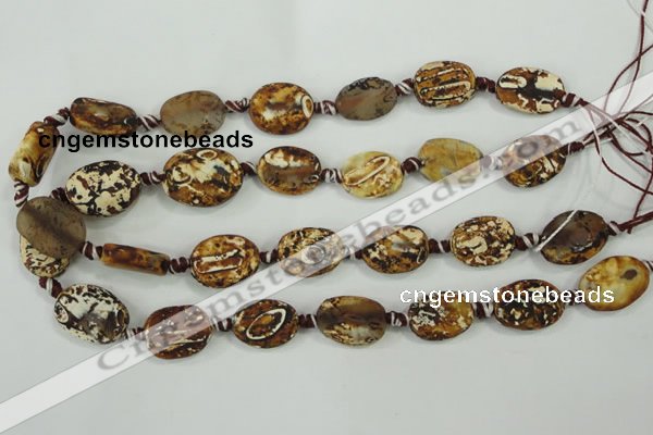 CAA760 15.5 inches 14*18mm twisted oval wooden agate beads