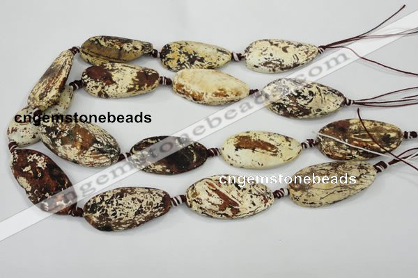 CAA761 15.5 inches 21*40mm twisted oval wooden agate beads