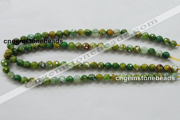 CAA790 15.5 inches 8mm faceted round fire crackle agate beads