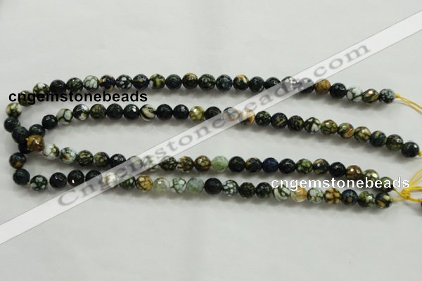 CAA792 15.5 inches 8mm faceted round fire crackle agate beads
