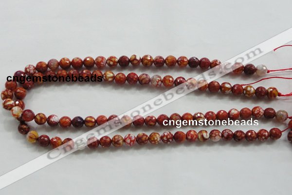 CAA794 15.5 inches 8mm faceted round fire crackle agate beads