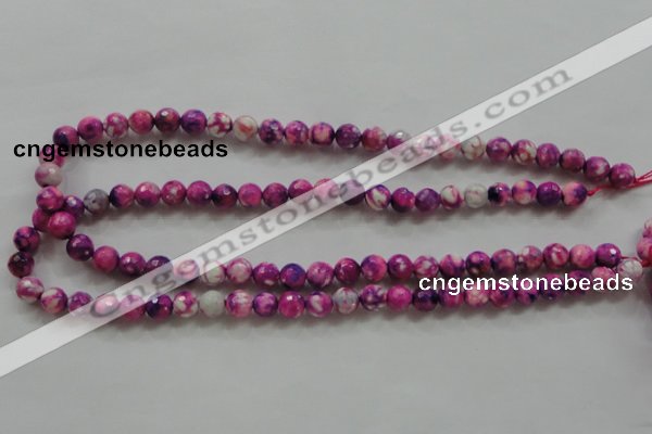 CAA795 15.5 inches 8mm faceted round fire crackle agate beads