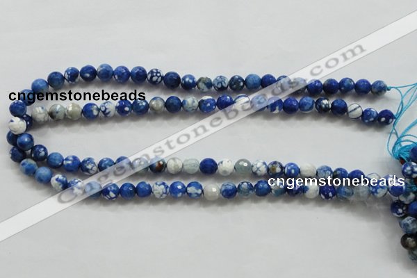 CAA796 15.5 inches 8mm faceted round fire crackle agate beads