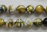 CAA797 15.5 inches 10mm faceted round fire crackle agate beads