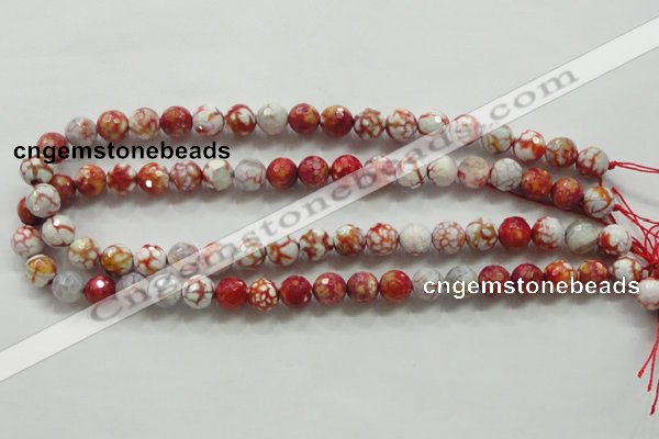 CAA799 15.5 inches 10mm faceted round fire crackle agate beads
