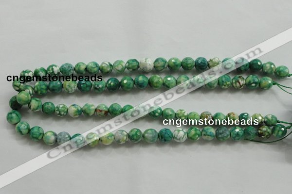 CAA800 15.5 inches 10mm faceted round fire crackle agate beads