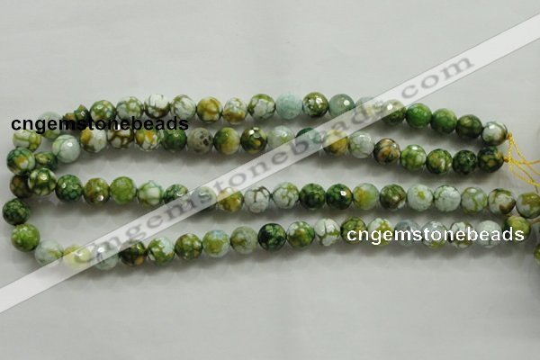 CAA801 15.5 inches 10mm faceted round fire crackle agate beads